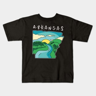 State of Arkansas Map Landscape Kids T-Shirt